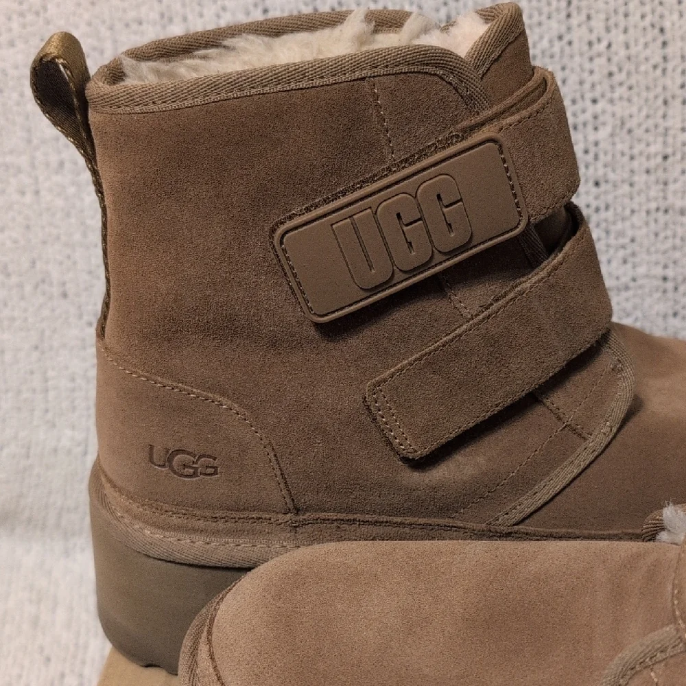 UGG Women's Tan Suede Platform Boots with Straps - Picture 3 of 10